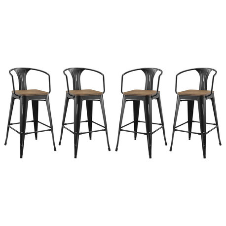 Promenade Bar Stool, Set of 4, Black