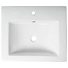 ABC701 White 24" Rectangular Semi Recessed Ceramic Sink with Faucet Hole