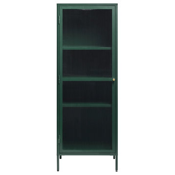 63 H x 15.7 W x 22.5 D Fir Green Steel Tower Cabinet With Gold Accents