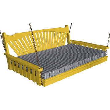 Pine Fanback Swingbed, Canary Yellow, 6 Foot