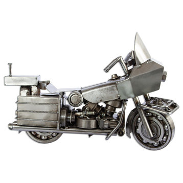Novica Handmade Rustic Motorcycle Recycled Auto Parts Sculpture