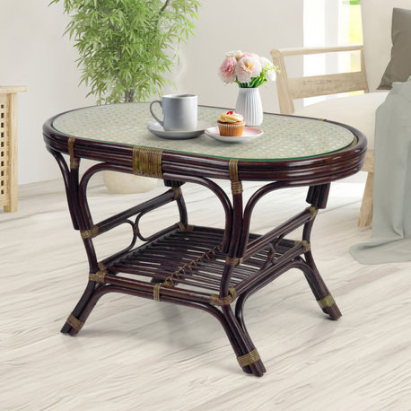 Pelangi Oval Coffee Table, Dark Brown