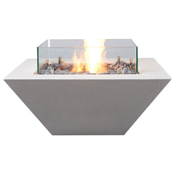 Wedge 30" Square Ethanol Fire Pit With Glass Shields, White