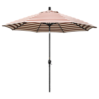 9' Aluminum Market Umbrella Push Tilt - Matte Black, Olefin, Brick White Stripe