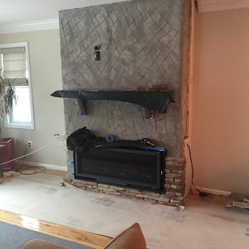 Lake Shore, MD - Stacked Stone Fireplace - Built-in Shelves