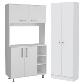 Home Square 2-Piece Set with Storage Pantry Cabinet & Two-Door Cabinet