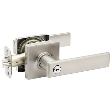 Craftsman Style Keyed Entry Lever, Satin Stainless