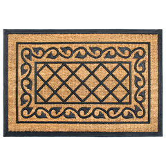 A1 Home Collections A1hc Dirt Trapper Black/Beige 23 in. x 38 in. Rubber and Coir Heavy Weight Large Monogrammed A Doormat