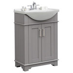 Legion Furniture - Legion Empire Vanity, Gray - Give your bathroom a stunning upgrade! This sleek vanity features a simple design with quality craftsmanship for a transitional style. Made of solid poplar and MDF in a gray finish, its two doors provide ample storage for optimum functionality. A white porcelain sink adds elegance to any modern bathroom. It comes with three pre-drilled holes for a 4" spread faucet (faucet not included).