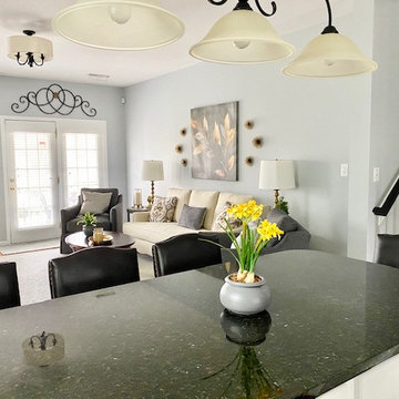 Gray and Cream Transitional Living Room