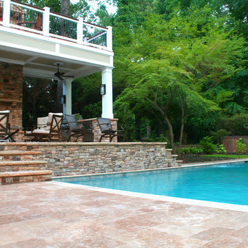 Two Story Deck with Fireplace and Pool & Spa