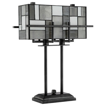 Table Lamp Aged Gunmetal/Tiffany Shade E27 Type A 60Wx2