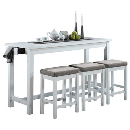 Lexicon Connected 4 Piece Wood Counter Height Dining Set in White