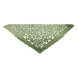 Xia Home Fashions - Tulip Bouquet 36"x36" Table Topper, Green - Tablecloths