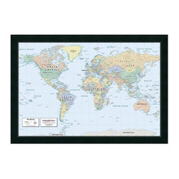 "2016 World Map, Classic Political" by Mapping Specialists Framed Art Print - Drawings And Illustrations