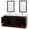 Wyndham Collection 72" Acclaim Espresso Double Vanity With White Porcelain Sink