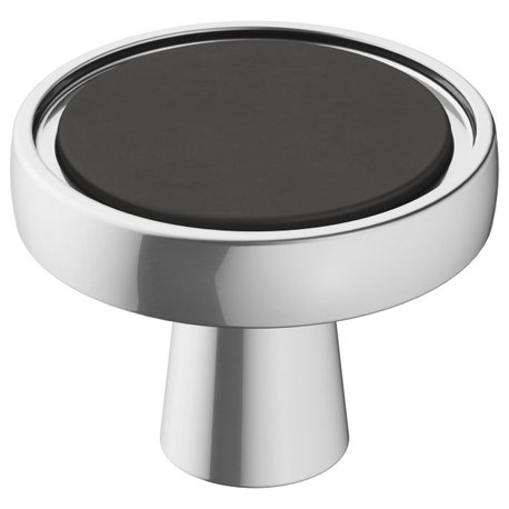 Mergence 1-3/8" Diameter Cabinet Knob, Polished Chrome/Matte Black