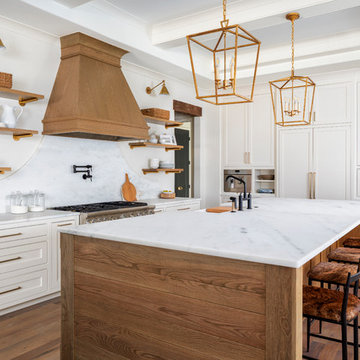 White oak accents in White kitchen