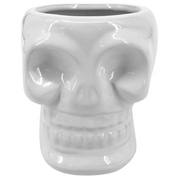 Ceramic 5" Skull Vase, White
