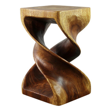 Haussmann Wood Double Twist Stool Table 12 in SQ x 20 in H Walnut Oil
