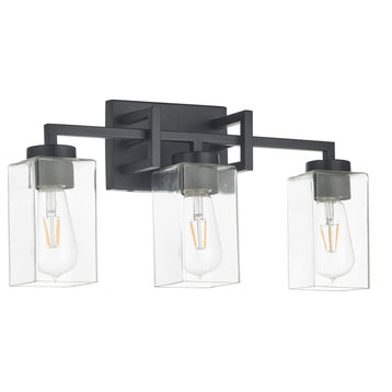 3 Light Geometric Vanity Light in Matte Black