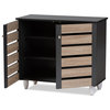 Modern & Contemporary 2-Tone Oak & Dark Gray 2-Door Shoe Storage Cabinet