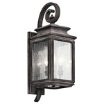 Kichler - Outdoor Wall 3-Light, Weathered Zinc - There is a taste of industrial flair in this traditional 3 light outdoor wall fixture from the Wiscombe Park collection. With details reminiscent of old world lanterns the Weathered Zinc finish is perfectly complimented by the clear seedy glass.