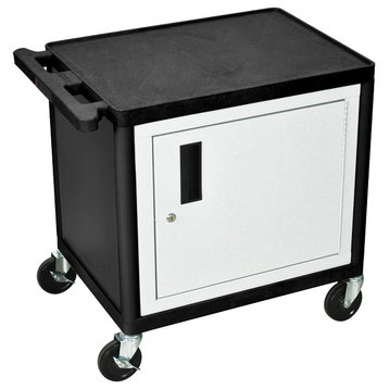 Luxor Black 2 Shelves A/V Cart With Cabinet 26"H