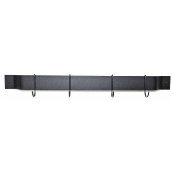 Rogar 24" Black Bar Rack with 4 Black Hooks