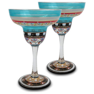 Mosaic Carnival Margarita Glasses, Set of 2