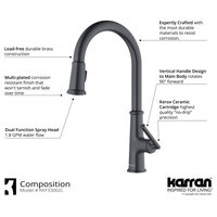 Karran KKF330 1-Handle Pull Down Dual Function Sprayer Faucet, Gunmetal Grey