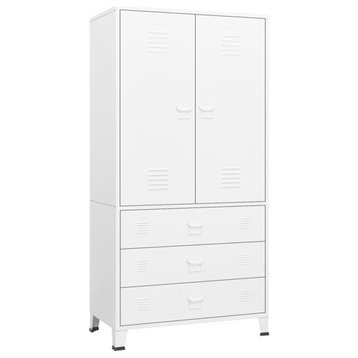 vidaXL Wardrobe Armoire Bedroom Clothes Storage Organizer Closet White Metal