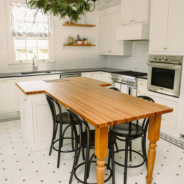 Sinker Cypress Kitchen Island w/ Inset End Grain Cutting Board