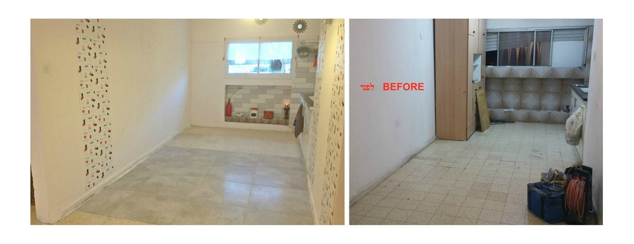 kitchen overview with floor inlay