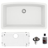 Karran Undermount Quartz 32" Single Bowl Kitchen Sink Kit, White