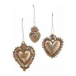 Sacred Hearts - Set of 3 - New - Christmas Ornaments