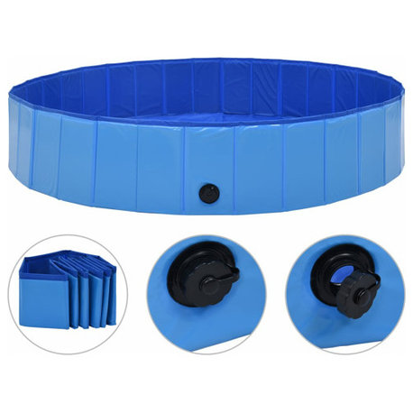 vidaXL Dog Swimming Pool Foldable Dog Pool Pet Paddling Pool Bath Tub Blue PVC
