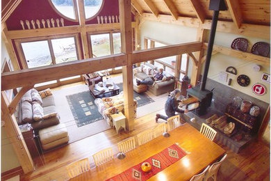 Inspiration for a rustic living room remodel in Boston