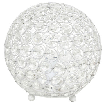 Elegant Designs Elipse 8" Crystal Ball Sequin Table Lamp, White