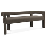 Meridian Furniture - Athena Boucle Fabric Upholstered Bench, Brown, Boucle Fabric - Get comfortable with this Athena bench featuring minimalistic design elements and a simple footprint. Artfully designed, this bench is made for comfort with a rounded footprint that hugs your back while you sit and relax with friends. The bench is covered top to bottom in rich brown boucle fabric, so it's super soft to the touch and elegant to the eye.