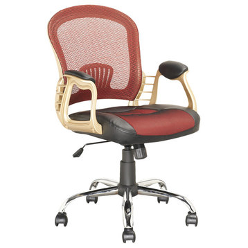 CorLiving Workspace Executive Office Chair in Black Leatherette and Red Mesh