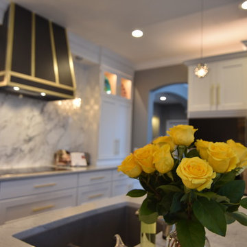 White one piece tile backsplash