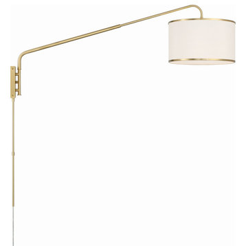 Mallory One Light Task Sconce in Soft Brass