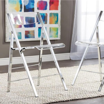 Modern Clear Lucite and Acrylic Folding Game Chairs