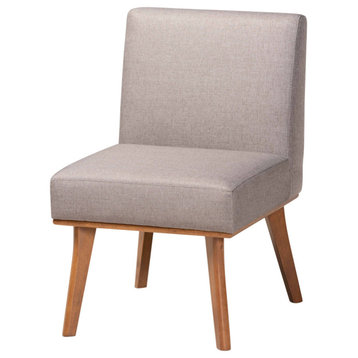 Christel Mid-Century Gray Fabric and Walnut Brown Wood Dining Chair