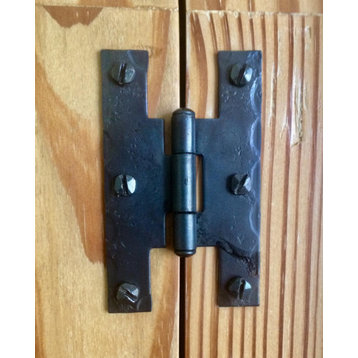 Black H Flush Hinge 3" L Wrought Iron Kitchen Cabinet Door H Straps Pack of 6