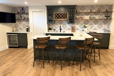 Inspiration for a farmhouse home bar remodel in Boston