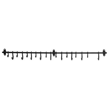 Decorative Forged Metal Wall Rod with 18 Hooks