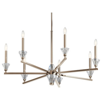 Kichler 52002 Calyssa 7 Light 37"W Crystal Taper Candle Style - Polished Nickel