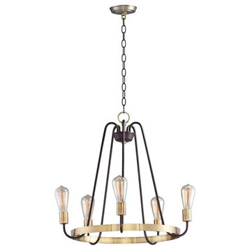 Haven 5-Light Chandelier, Oil Rubbed Bronze and Antique Brass